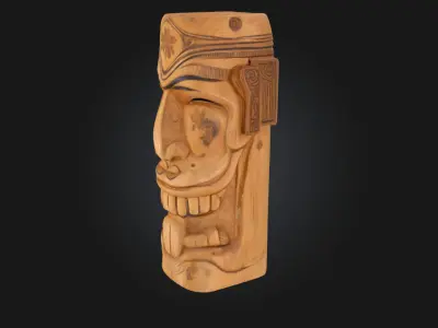 Wooden Tiki Face  Tribal Spirit of the Islands 3D model