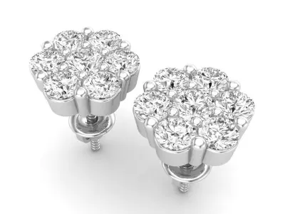 AV 554 Diamond cluster 10 mm earrings 3D print model