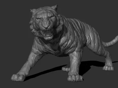 Tiger attack 3D print model