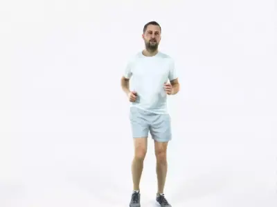 Portrait 07M Running Jogging Football Sports Man Low-poly 3D model