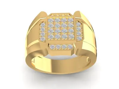 Square Pave Diamond Men Ring  613 3D print model