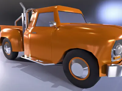 Orange pickup truck  Low-poly 3D model