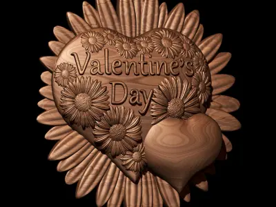 Heart in flowers  for 3D printing 3D print model