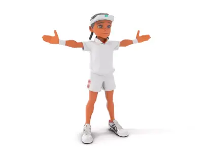 Animated Young Tennis Player Character Model  Rigged and Anim... Low-poly 3D model