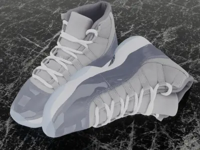 NIKE AIR JORDAN 11 COOL GREY 3D SHOES Low-poly 3D model