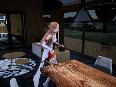 Asuna Yuuki - Idle Low Poly Rigged  Free low-poly 3D model