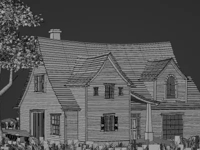 American Style Cottage Exterior 06 Low-poly 3D model