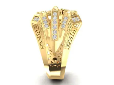 Dragon Ring with Gemstones 3D Model for Men 1911 3D print model