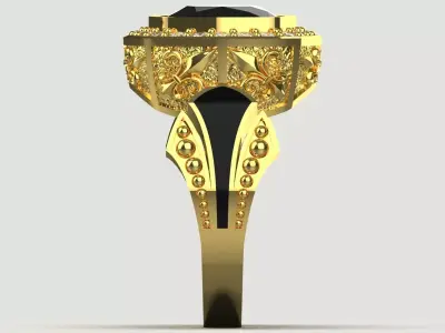 Mans Black Stone stl 3dm Ring with Luxurious Design Model mr0254 3D print model