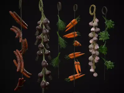 Six Hanging Food Stuffs  3D Model Collection