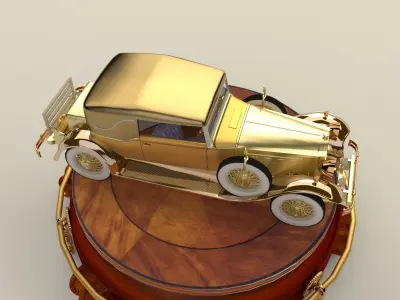 Chinese display stand with antique car 3D model