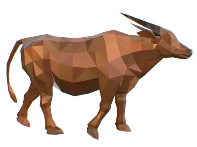 Animated Thai Bull Lowpoly Art Style Low-poly 3D model