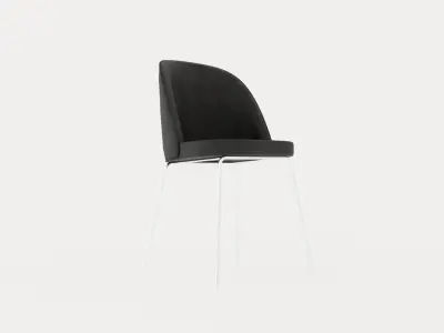 Felipe Dining Chair Velvet Gray Chrome Low-poly 3D model