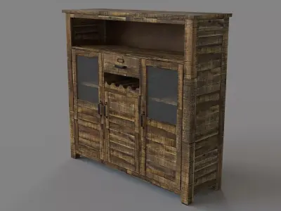 Cannon Valley Wine Cabinet Brown 3D model
