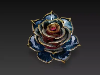 Magic flower - Botanical Designs Magical plants rose Stylized 3D model