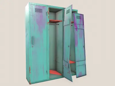 Metal Lockers - Steel Wardrobe - Cabinet Low-poly 3D model