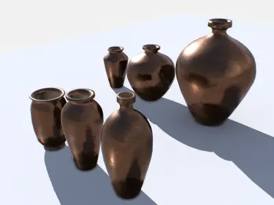 Old Copper Jars pack 1 Low-poly 3D model