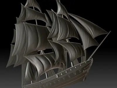 Sailing Ship Bas-Relief for CNC 3D print model