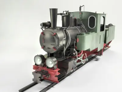 T2-71 Narrow Steam Locomotive 3D model
