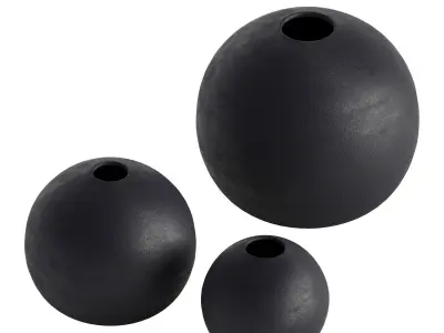 Elegant black Boho ceramic vase set 3D model