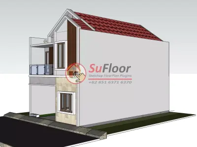 House 6x12m code 654 - Sketchup 3D model 3D model 3D model