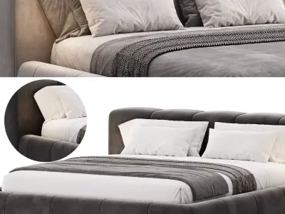 Italian light luxury fabric bed 3D model