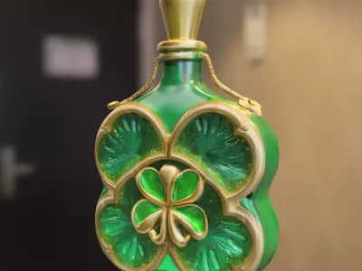 Golden Shamrock Elixir Bottle Low-poly 3D model