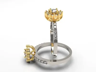 Fine female ring with stones 3D print model