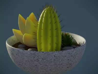 Succulent Bowl Free 3D model