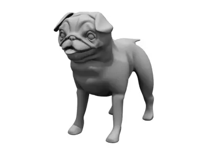 bulldog 3d model pug dog Low-poly 3D model