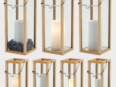 CROSBY Lanterns with Pillar Candles 3D model