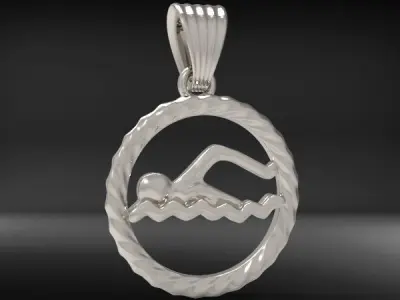 Swimming Pendant Charm Necklace Jewerlry  3D print model