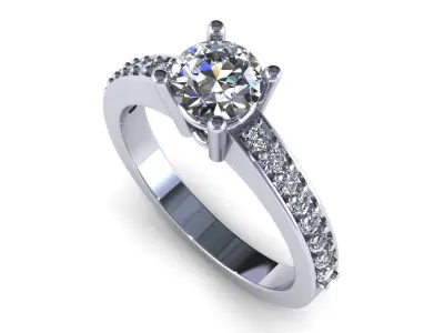 One Row Diamond Ring 3D model