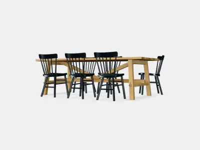 MOCKELBY - NORRARYD Table and 6 chairs Low-poly 3D model