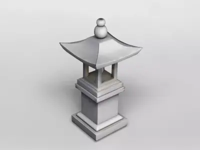 Traditional Japanese Stone Lantern 3D Model 3D model