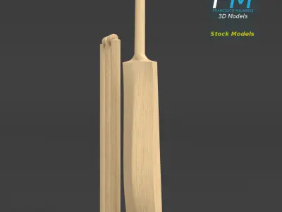Cricket set bat and ball 3D model