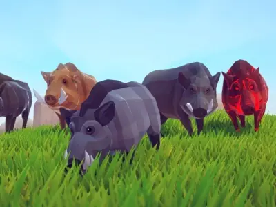 Poly Art Boars Low-poly 3D model