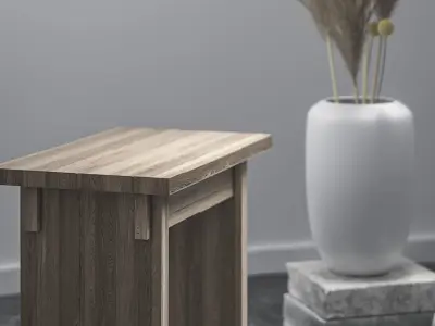 White wooden table Free 3D model