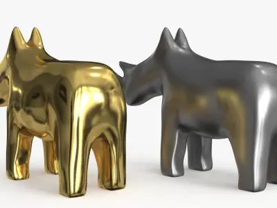 Rhino Figurines Statuette Low-poly 3D model