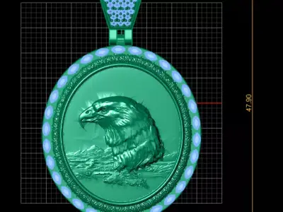 Eagle Head Gold Pendant 3D print model