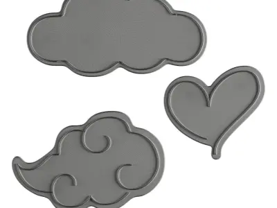 Heart Clouds Neon Signs 3D model
