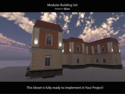Modular Building Tileset Low-poly 3D model