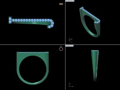 alphabet jewelry ring diamond letter J 3D print model