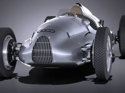 Auto Union Type D 1938 race car 3D model
