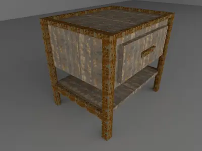 Nightstand bedside table with drawers Low-poly 3D model