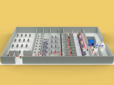 LAYOUT WORKSHOP LINE FACTORY INDUSTRIAL FLOOR PLAN PRODUCTION 3D model
