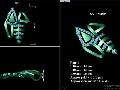 Pendant Earrings combo - 4889 3D print model