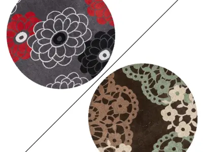 Round Rug Set 190 3D model