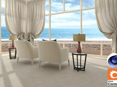 Living Room 11 - Corona- C4D 3D model