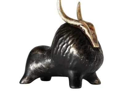 Black Bull Figurine with Gold Horns Low-poly 3D model